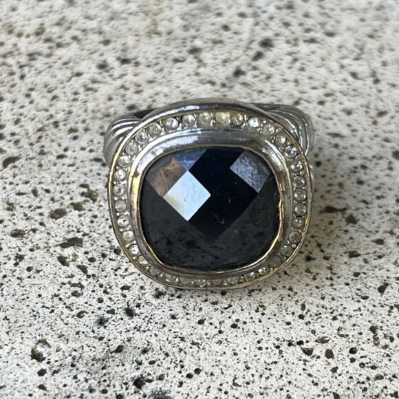 Black Faceted Cocktail Ring - Sz. 8-1/2 - Picture 1 of 6